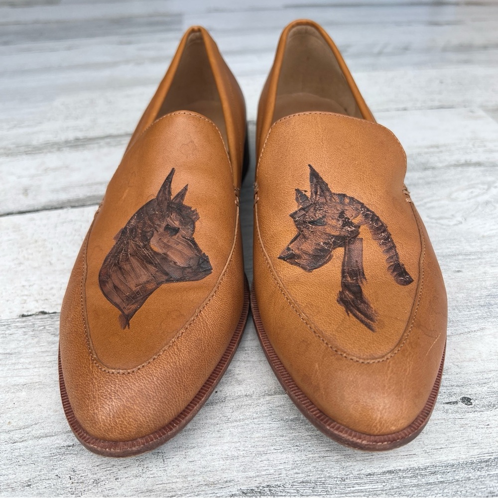 Madewell Brown Leather Loafers with Horse Design Shoes Size 9 - Picture 7 of 13